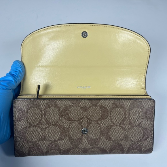 Coach Slim Envelope Wallet In Signature Canvas Color Yellow-CHW0001 - Picture 3 of 7